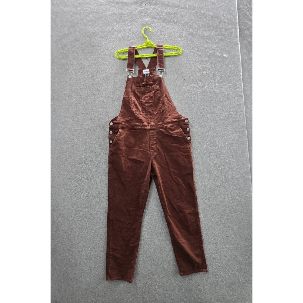 GAP Women Pants L Brown Overalls Corduroy Overall Pants Button 29" Inseam